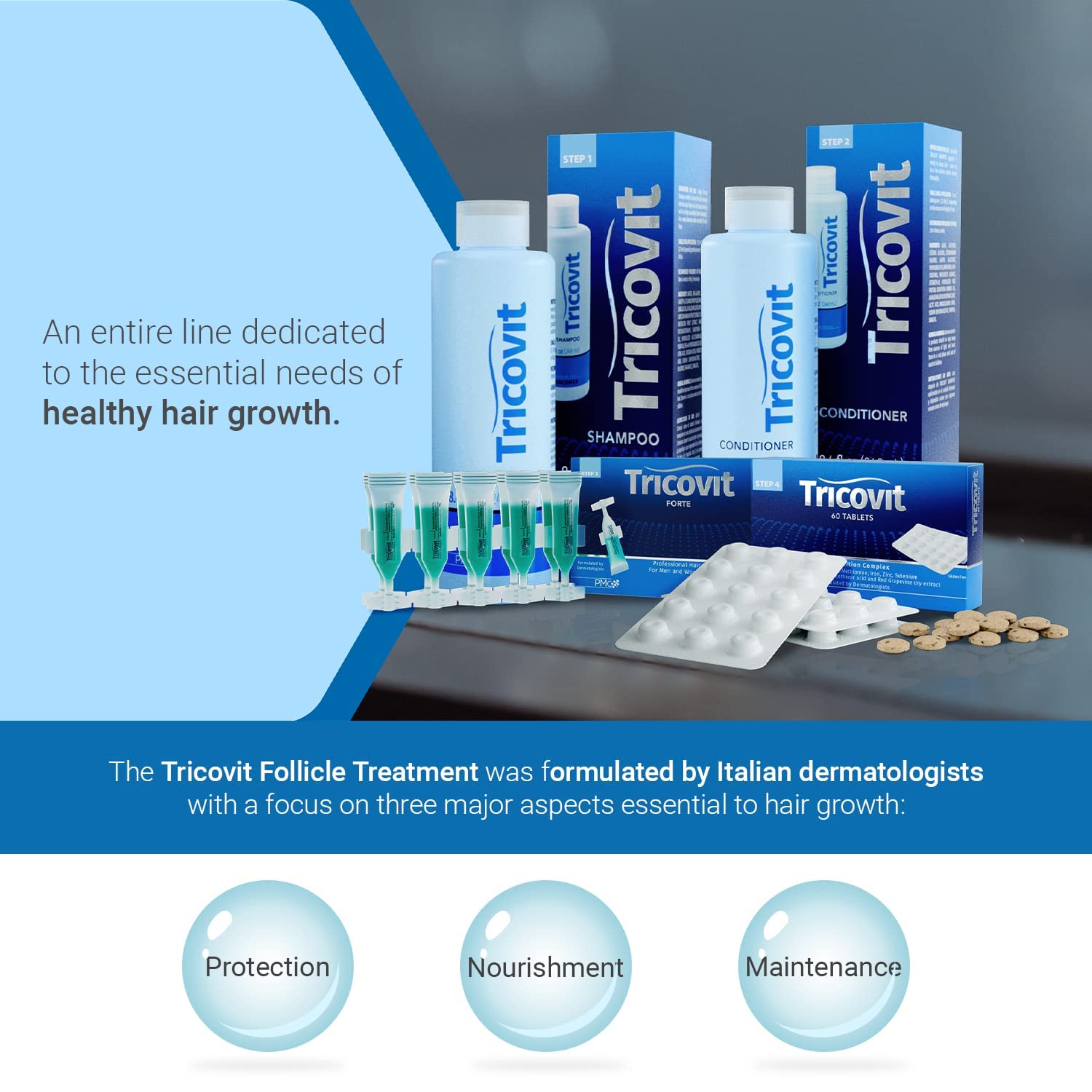 Tricovit vegan cruelty-free icon communicates ethical, clean beauty benefits.