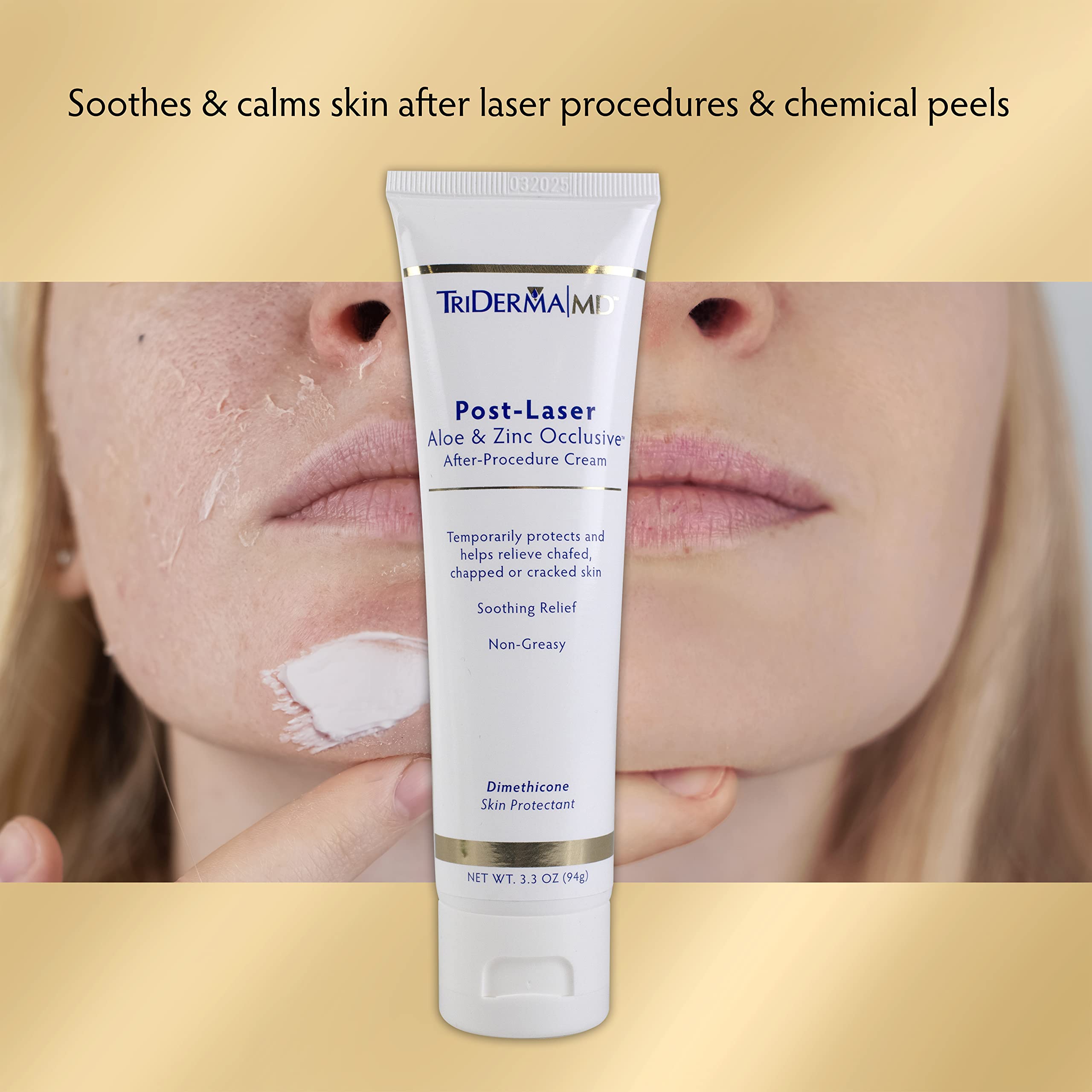 Close-up of TriDerma cream texture showing creamy hydration