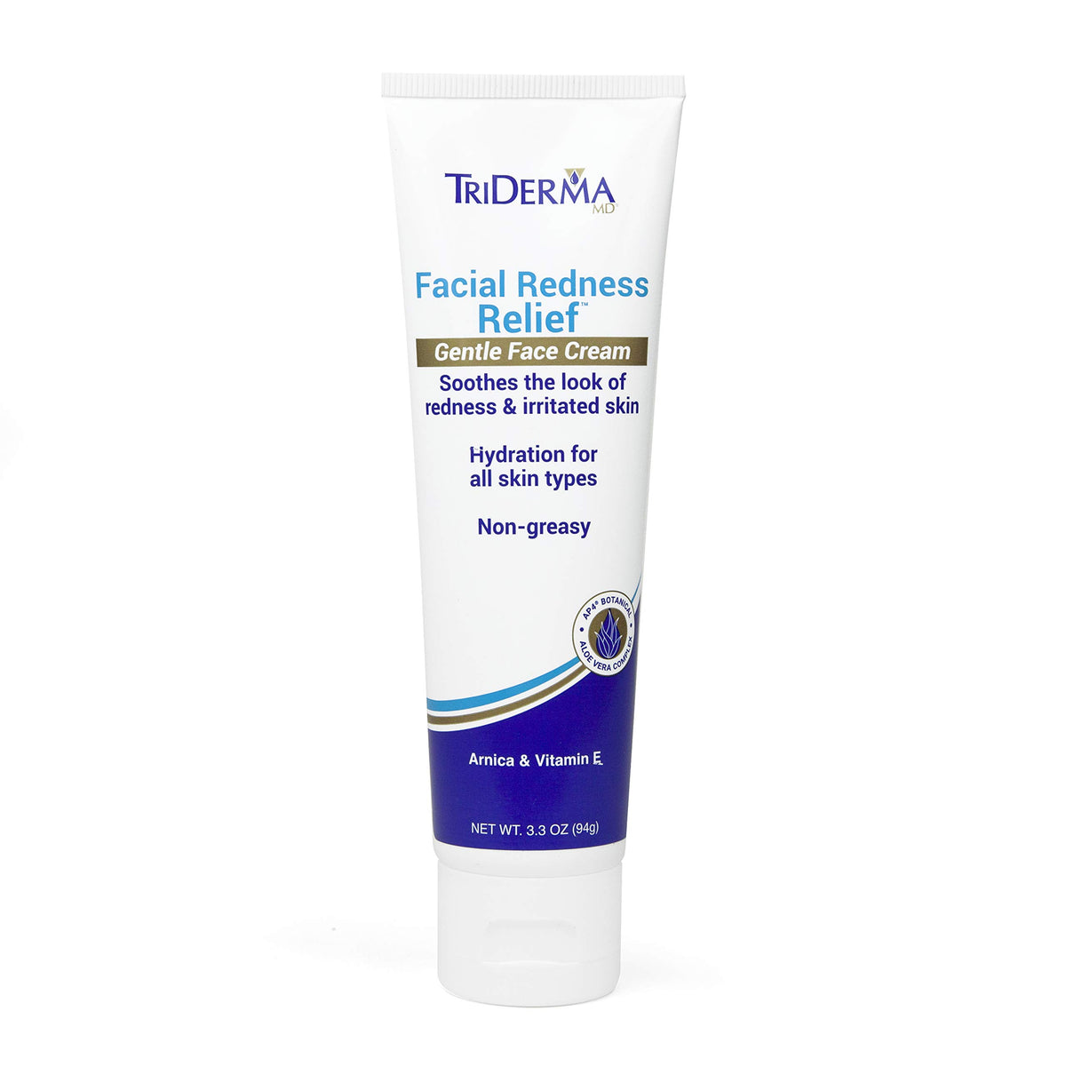TriDerma Facial Redness Relief Cream tube for calm skin.