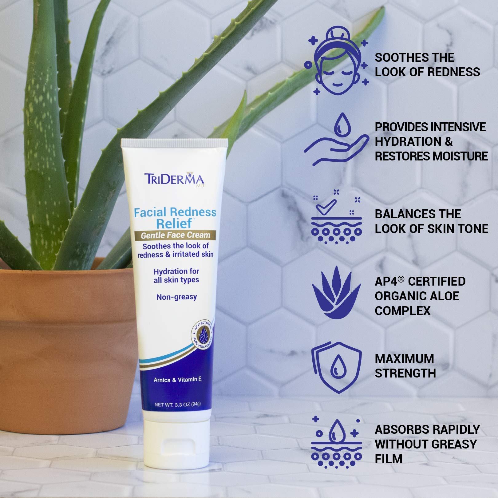 TriDerma fragrance-free formula keeps sensitive skin comfortable.