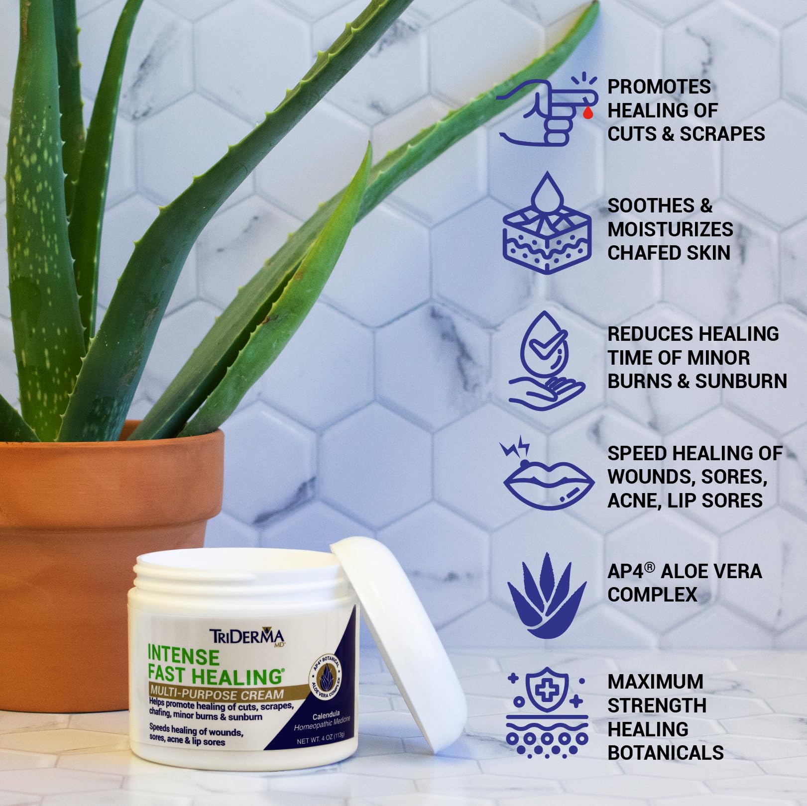 TriDerma Intense Fast Healing Cream body application on arm or leg