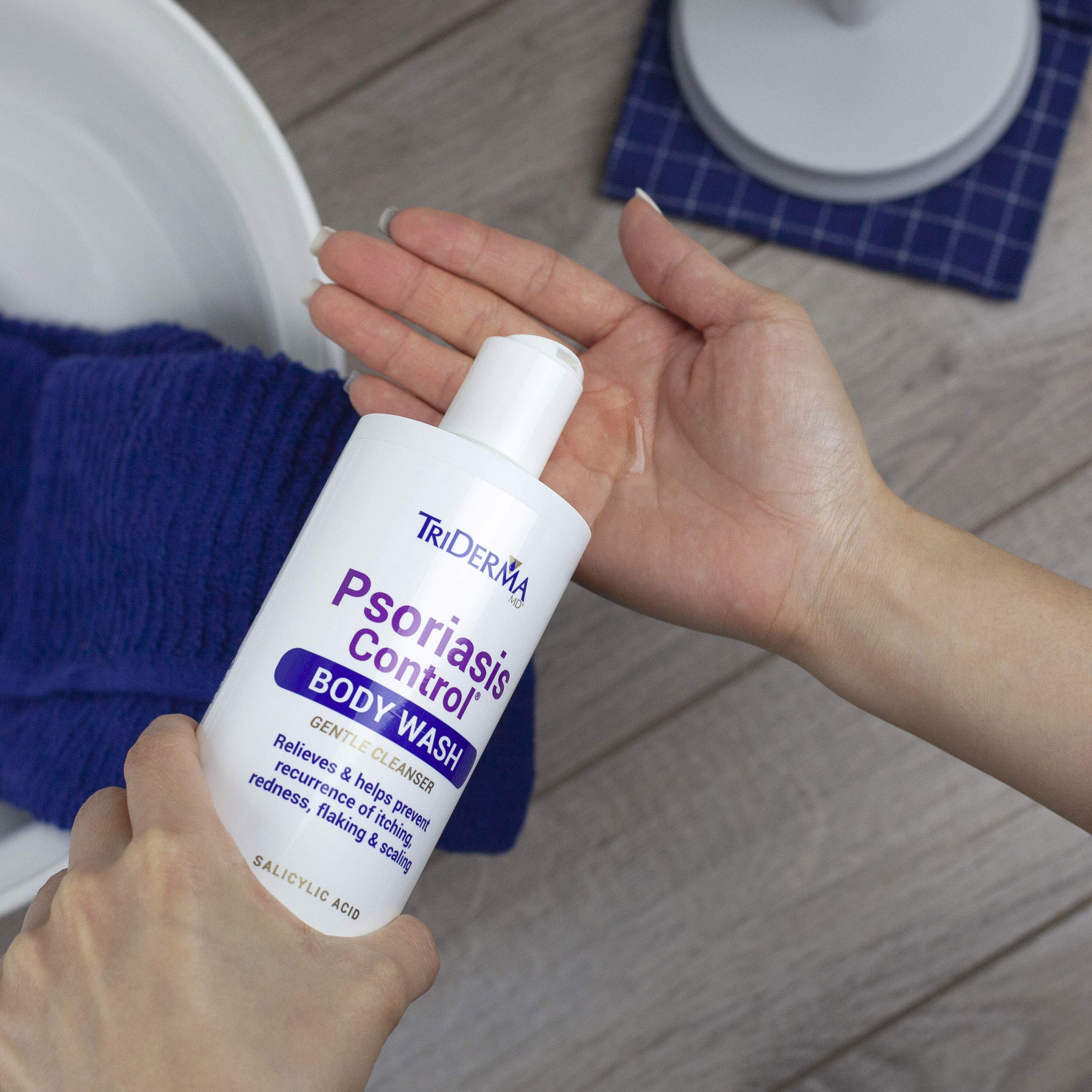 TriDerma psoriasis-care bundle image demonstrates paired daily care options for healthier skin