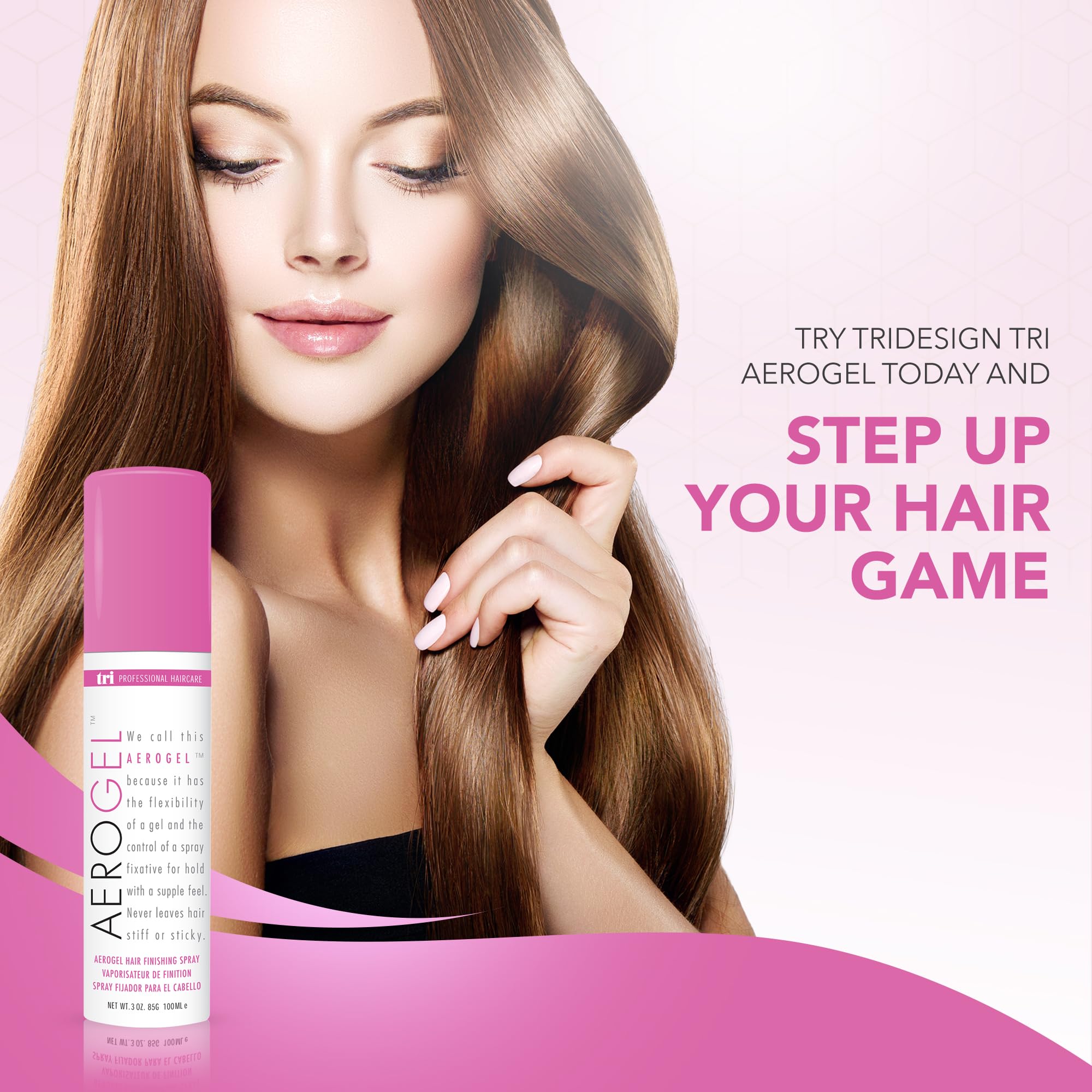 TRIDESIGN Aerogel Hairspray non-sticky finish keeps lift without greasiness