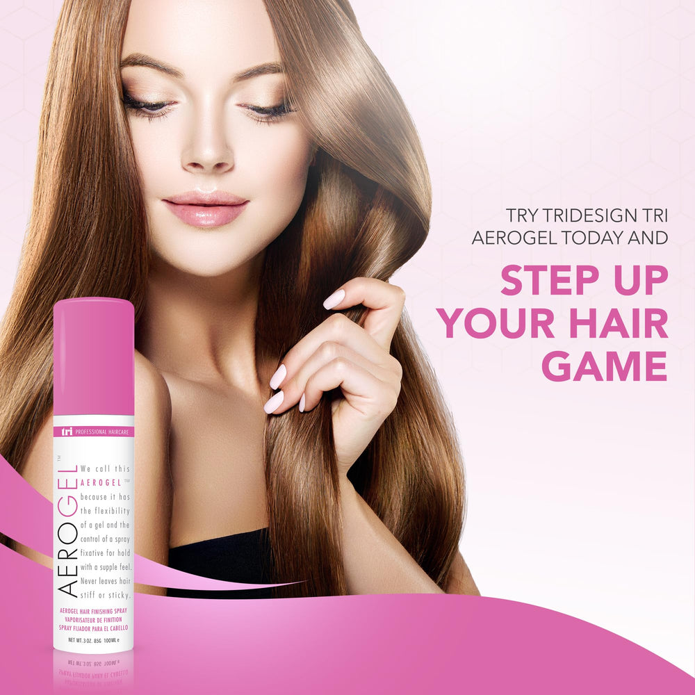 TRIDESIGN Aerogel Hairspray non-sticky finish keeps lift without greasiness