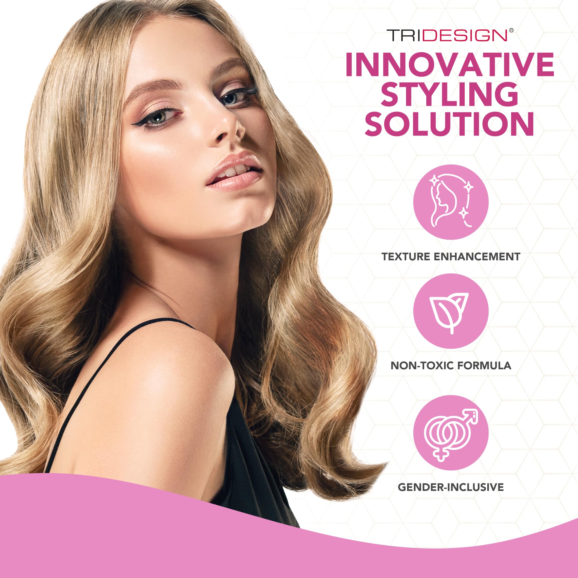 TRI Design Aerogel hairspray delivers shiny, frizz-controlled finish all day.