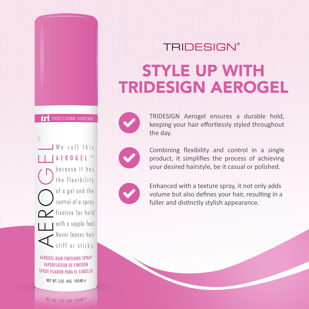 TRIDESIGN Aerogel Hairspray strong hold demonstrates flexible control