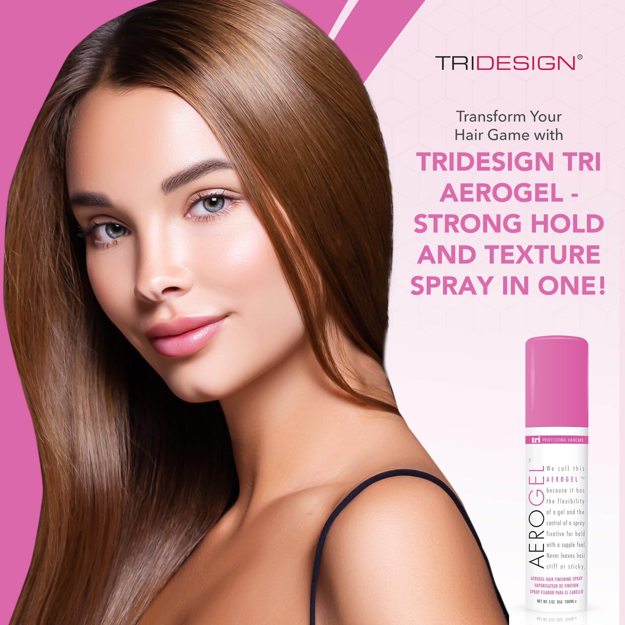 TRIDESIGN Aerogel Hairspray travel-size bottle for easy touch-ups