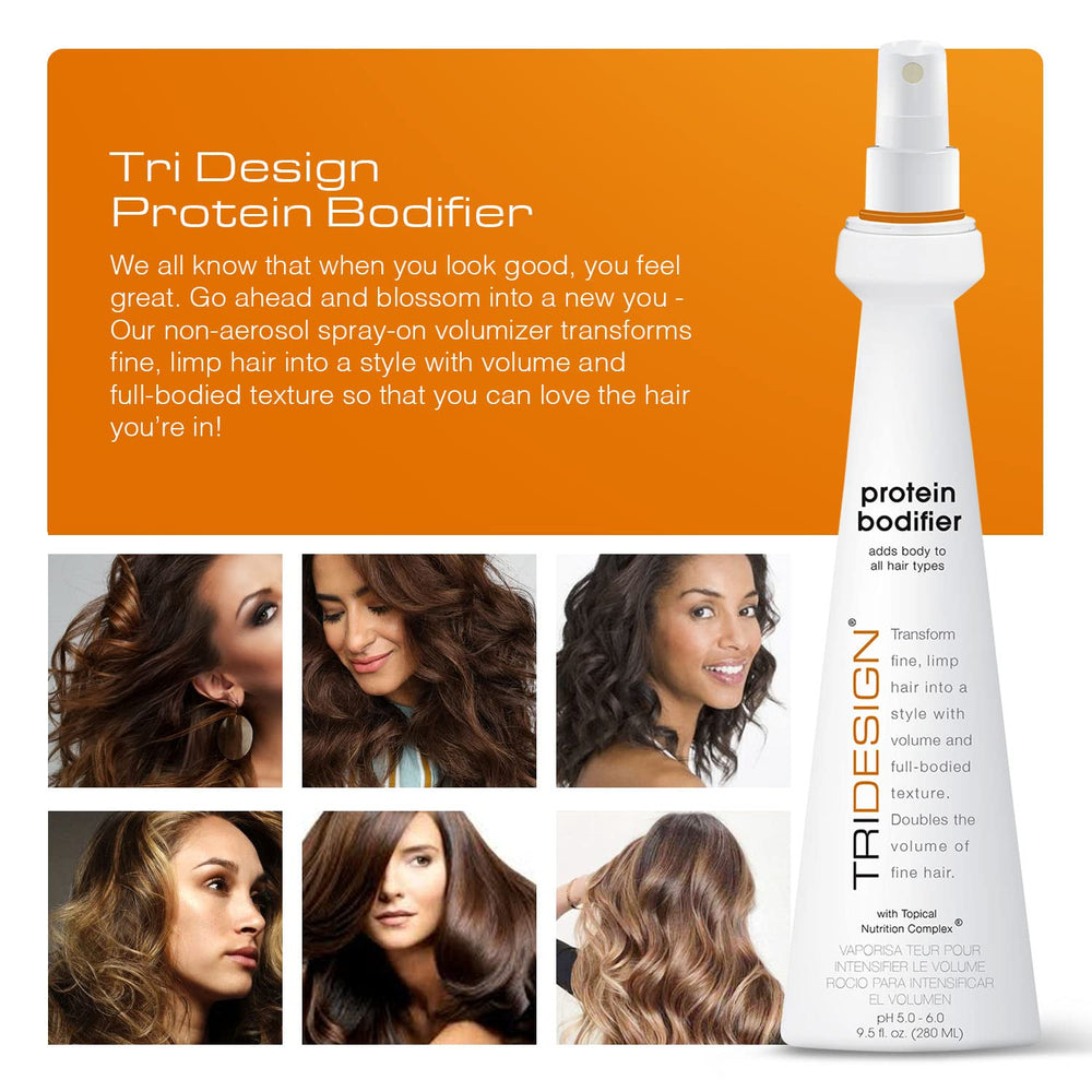 TRIDESIGN Protein Bodifier textured hair after application with fuller, bouncy strands