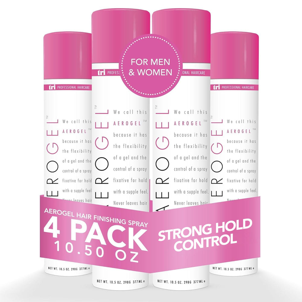 TRIDESIGN TRI Design Aerogel hairspray bottle front showing strong hold