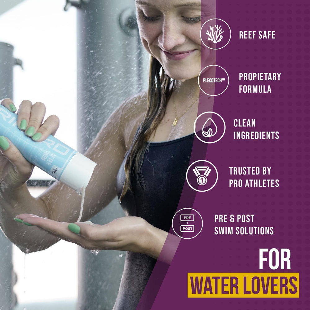 TRIHARD body wash image emphasizes cooling cleanse after pool sessions