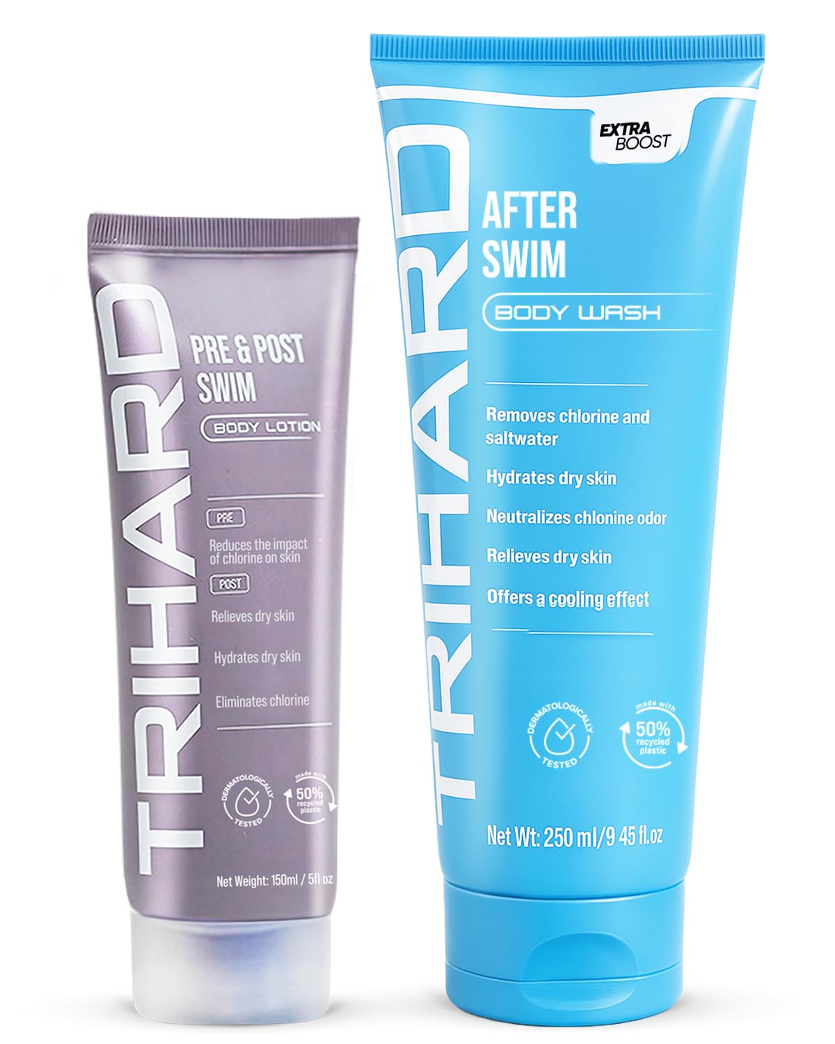 TRIHARD chlorine removal set packaging for convenient poolside protection.