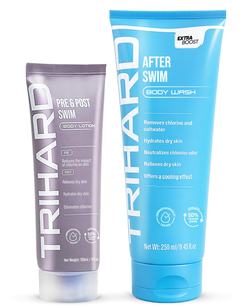 TRIHARD chlorine removal set packaging for convenient poolside protection.