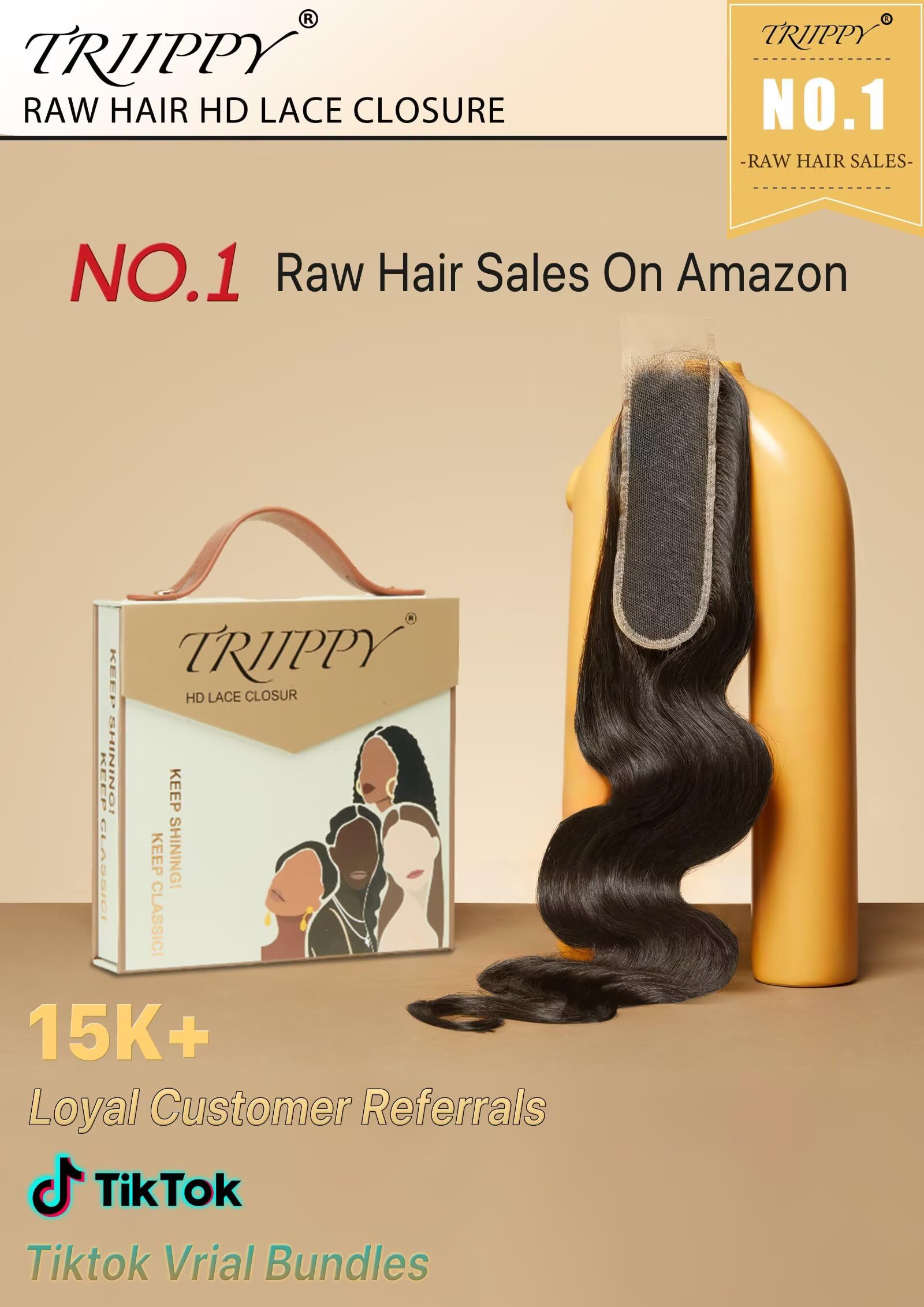 Triippy 14-inch Cambodian raw hair highlights natural movement and longevity.