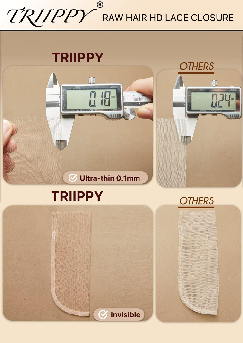 Triippy Raw Hair 2x6 packaging and care-instructions for easy at-home maintenance