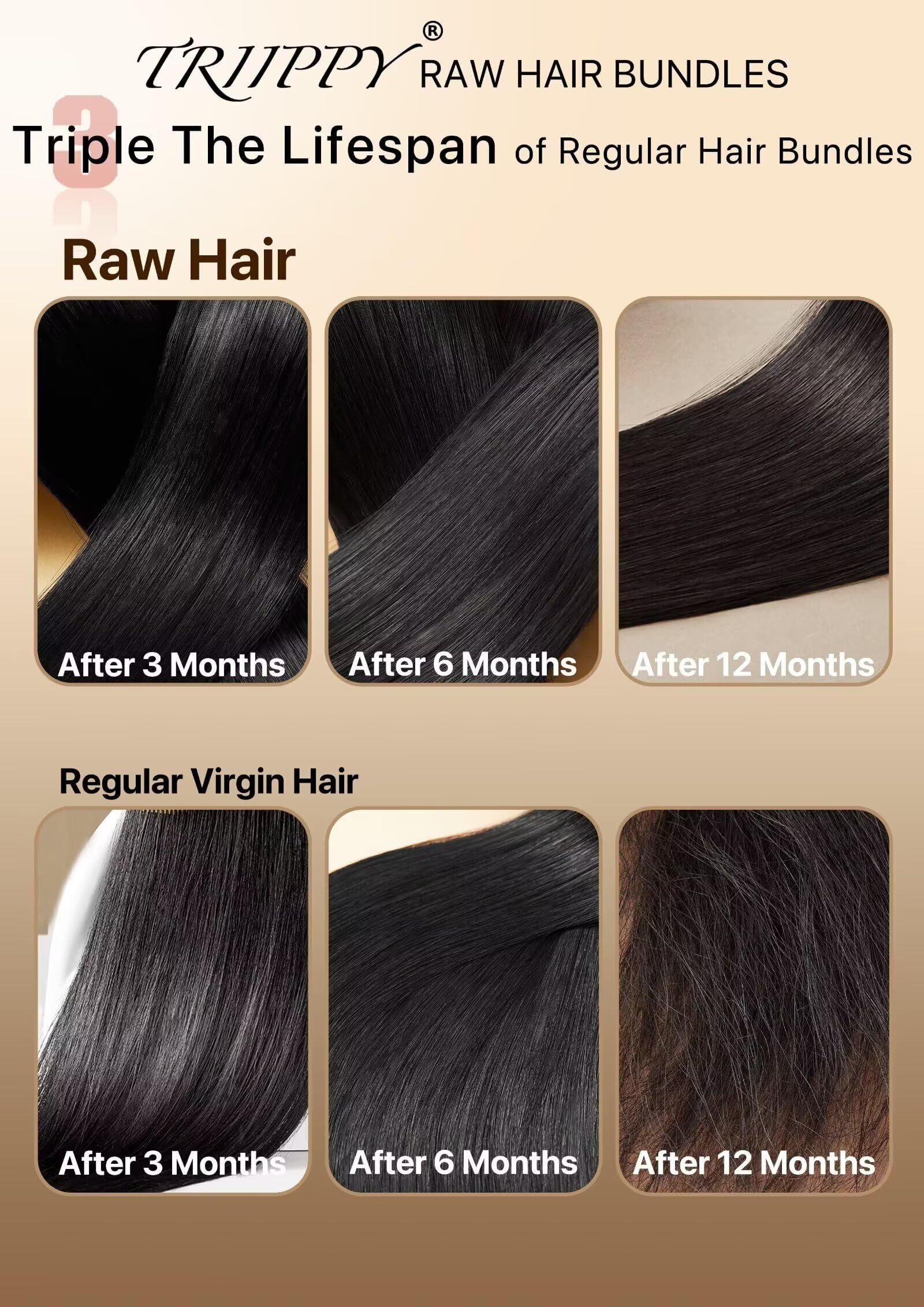 Triippy Straight Bundles installation-ready weave close-up shows center-part options and a natural flow.