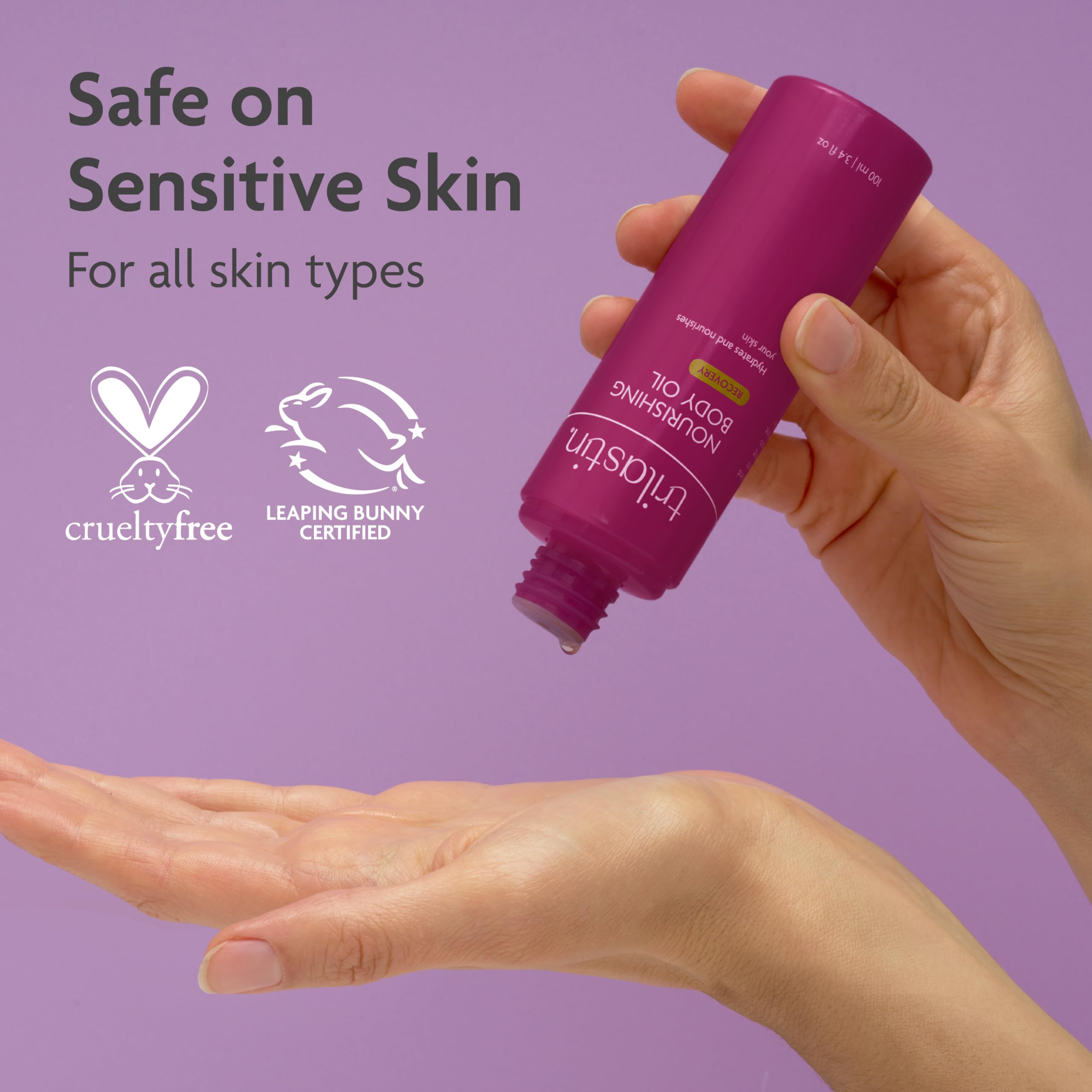TriLASTIN Belly Oil on bathroom shelf highlighting pregnancy-safe skincare