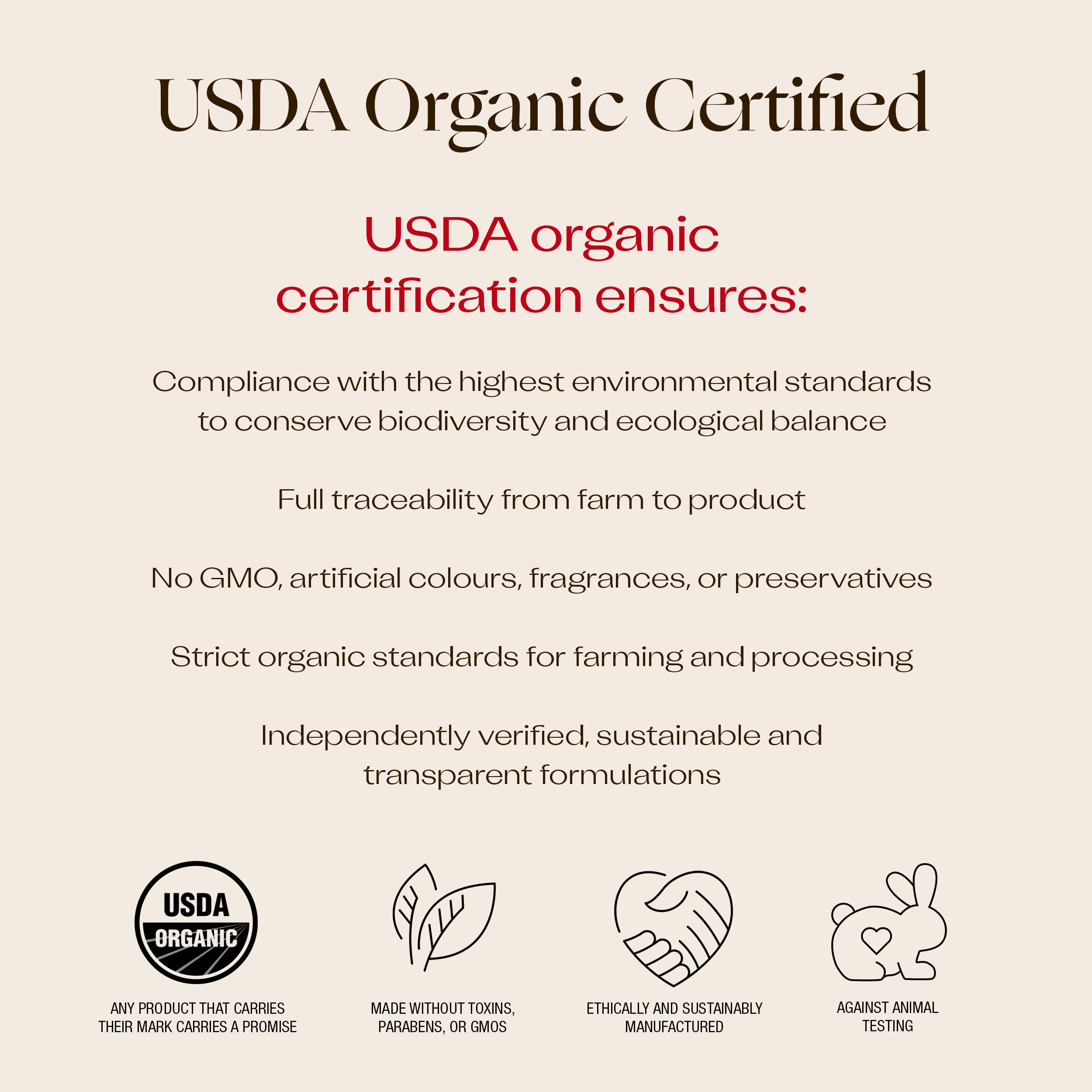 Trilogy Rosehip Oil Antioxidant+ packaging-label zoom highlighting certified organic promise.