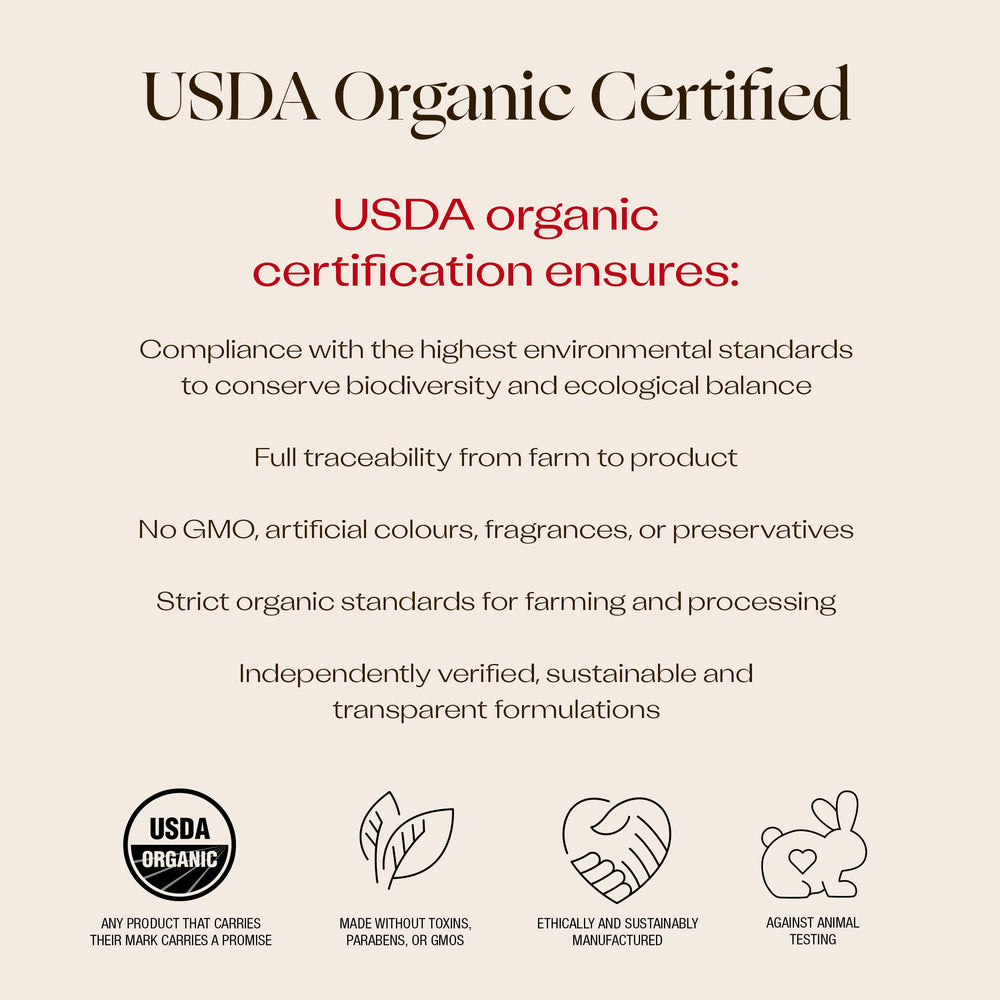 Trilogy Rosehip Oil Antioxidant+ packaging-label zoom highlighting certified organic promise.