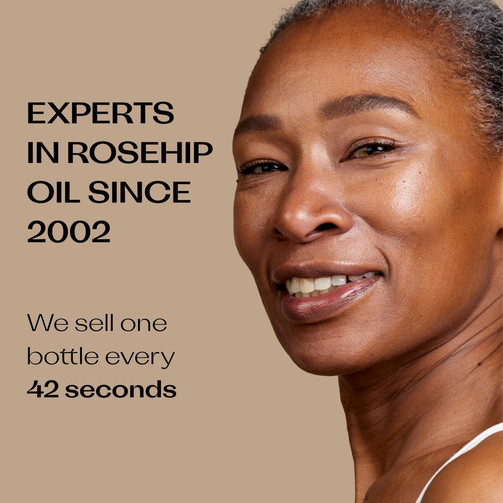 Trilogy rosehip oil texture swatch showing lightweight, fast-absorbing skin nourishment.