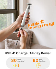 Trimcoo electric groin & body trimmer with ergonomic non-slip grip for secure handling