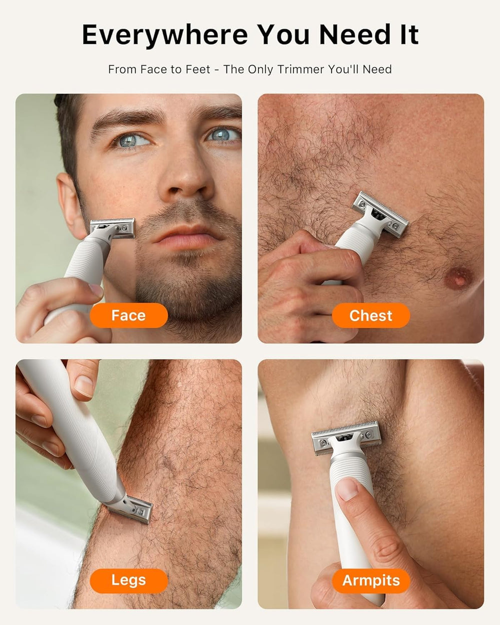 Trimcoo electric groin & body trimmer is waterproof for wet or dry use during shower grooming