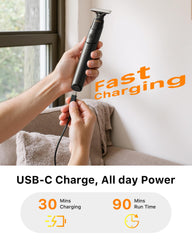 Trimcoo magnetic snap blade system shown for easy blade removal and cleaning.