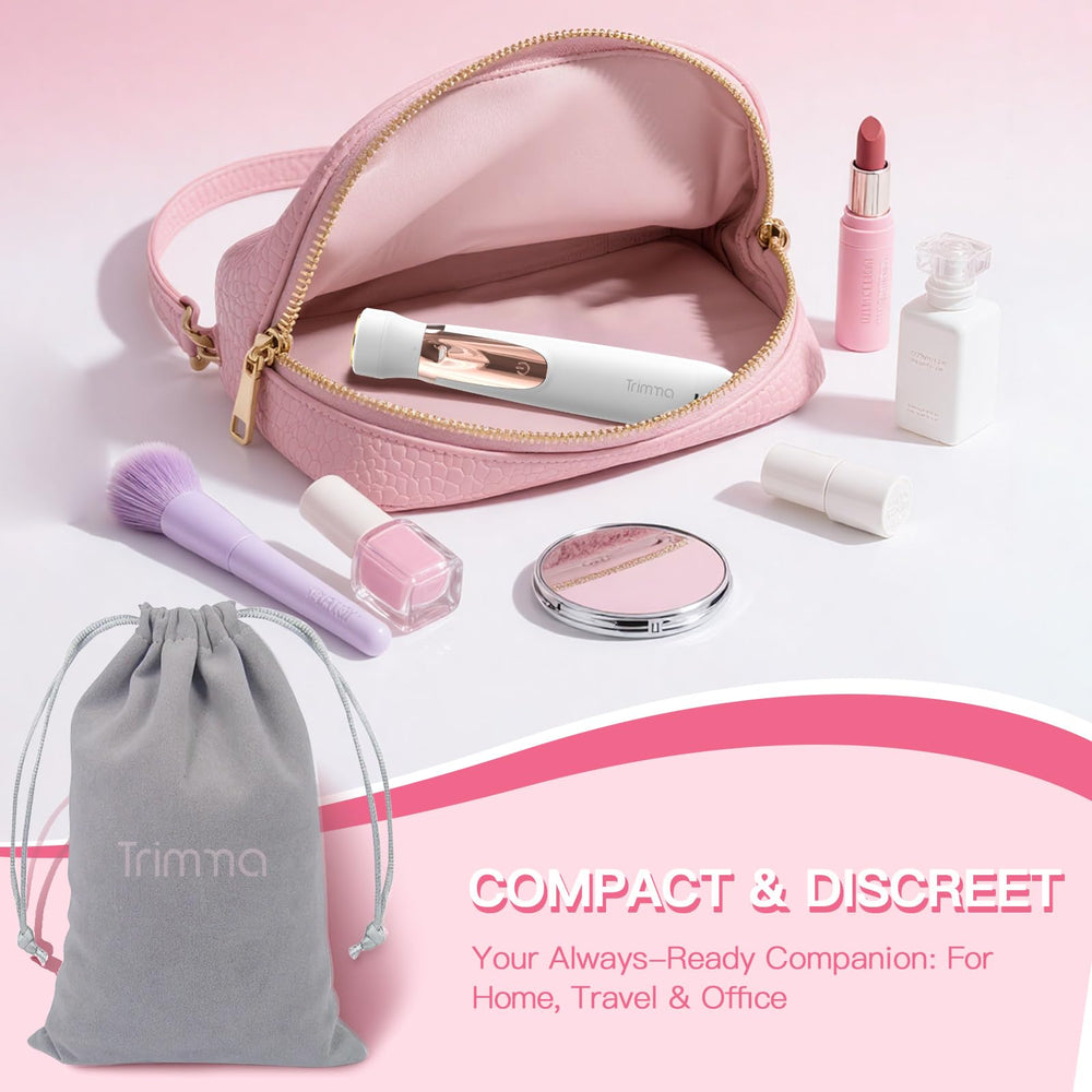 Trimma compact design with travel pouch for discreet grooming on trips