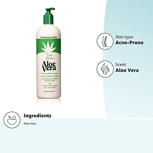 Triple Lanolin Aloe Vera Lotion bottle close-up highlights light fragrance for daily wear.