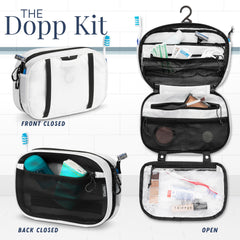 TRIPPED Travel Gear Toiletry Bag Kit Set black mesh pockets expand to secure essentials.