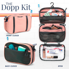TRIPPED Hanging Toiletry Bag interior mesh pockets keep items neatly accessible.
