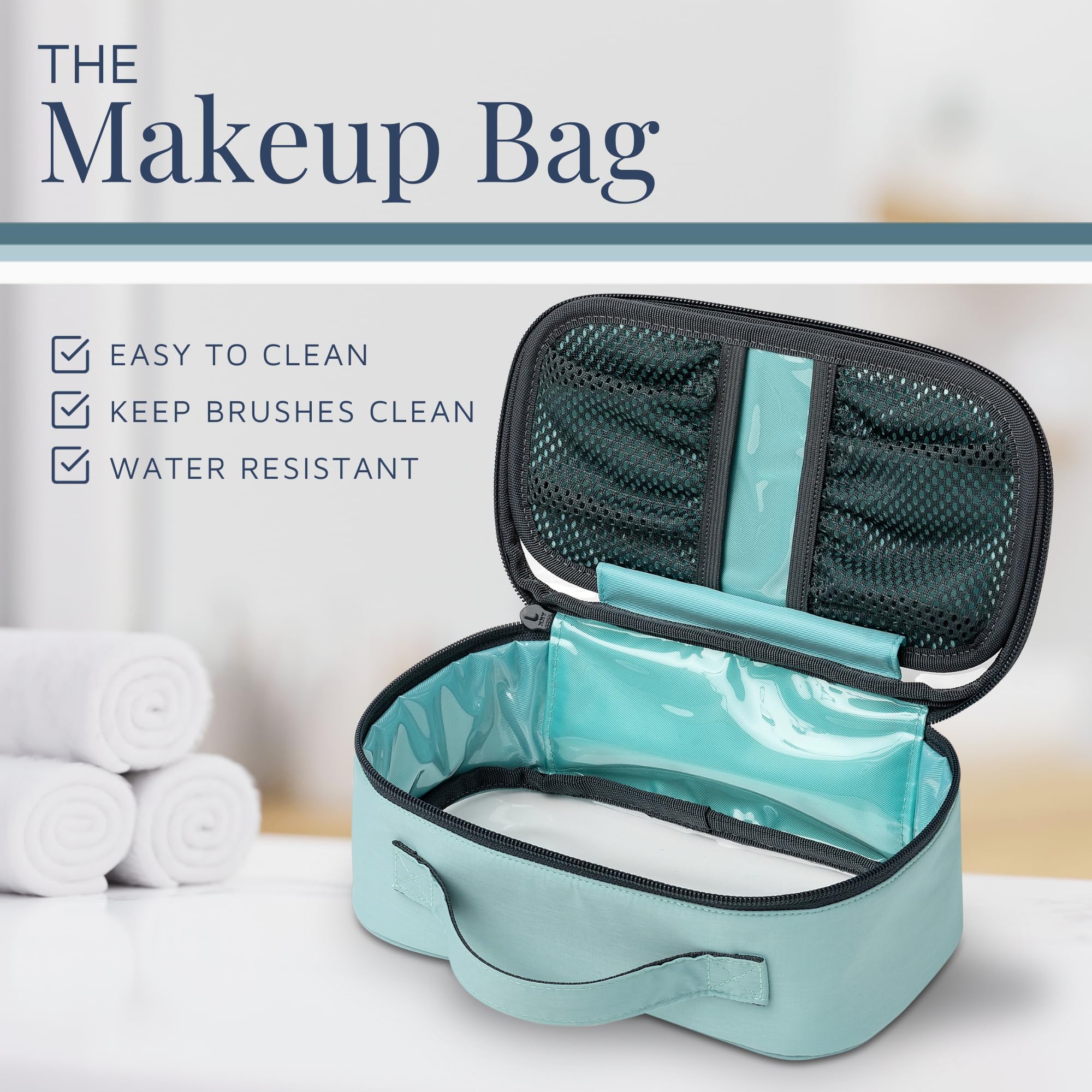 TRIPPED Toiletry Bag Set makeup brush organizer keeps cosmetics tidy.