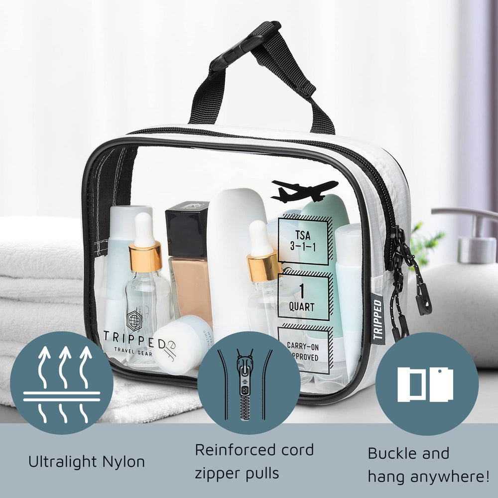 TRIPPED Travel Gear Toiletry Bag Kit Set unfolded dimensions offer ample packing room.