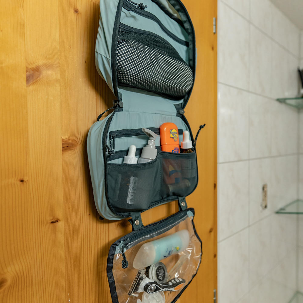 TRIPPED toiletry set features YKK zippers for durable, smooth zipping.