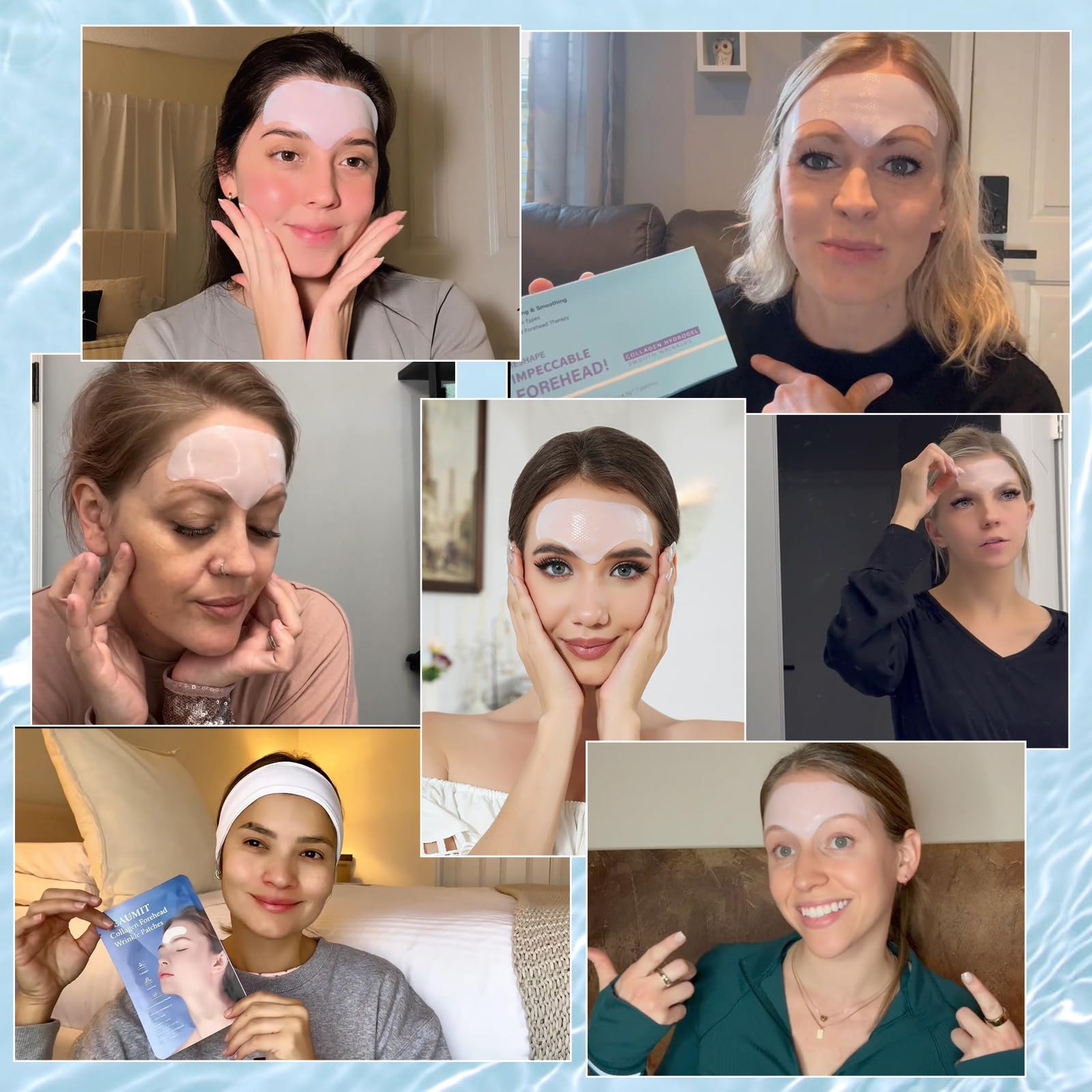 Tripsky forehead-wrinkle-patches being applied on the forehead for quick smoothing.