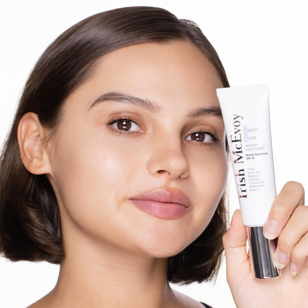 Trish McEvoy Beauty Balm packaging tube shown for easy everyday use and SPF protection