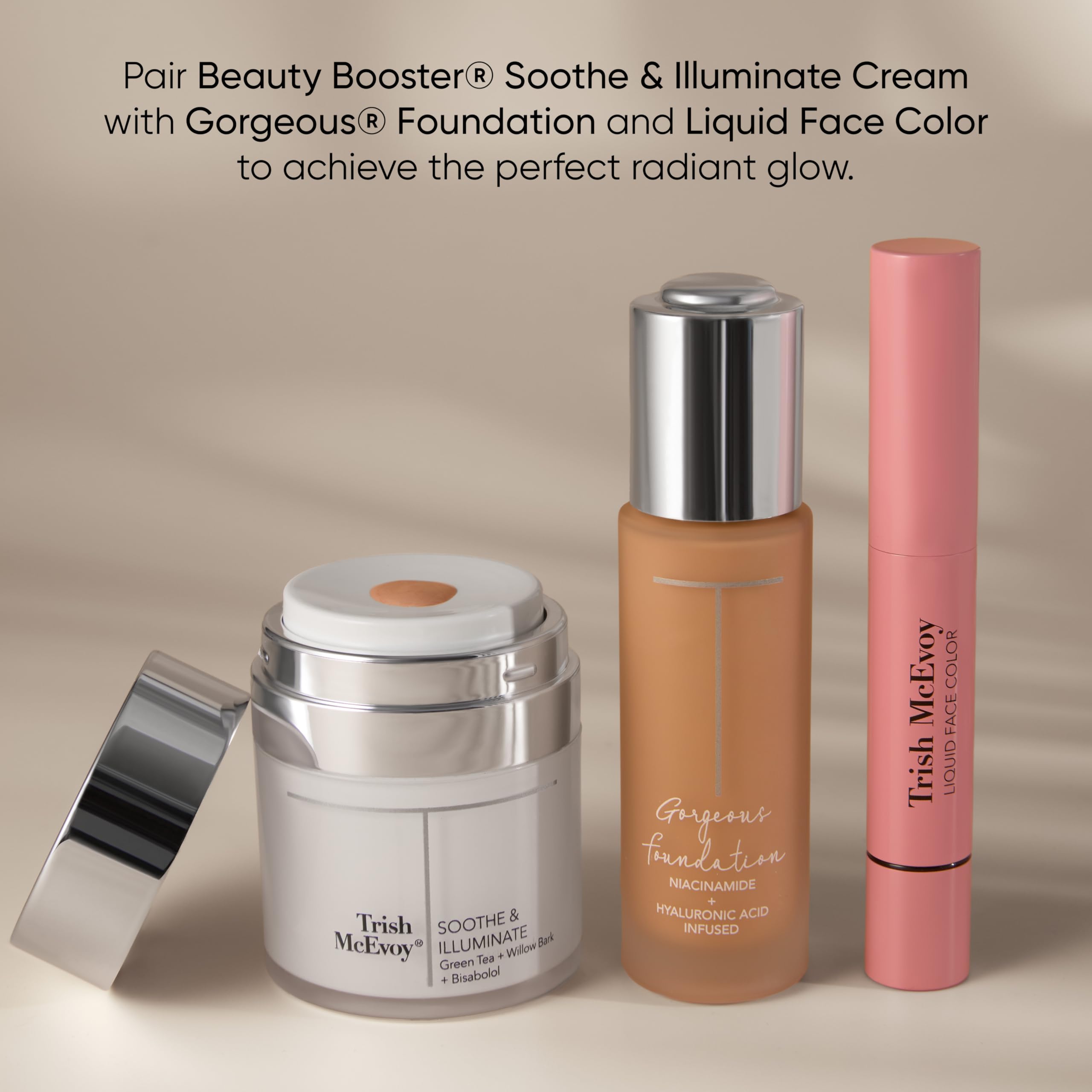 Trish McEvoy Glow packaging-closeup highlights premium design and user-friendly twist mechanism