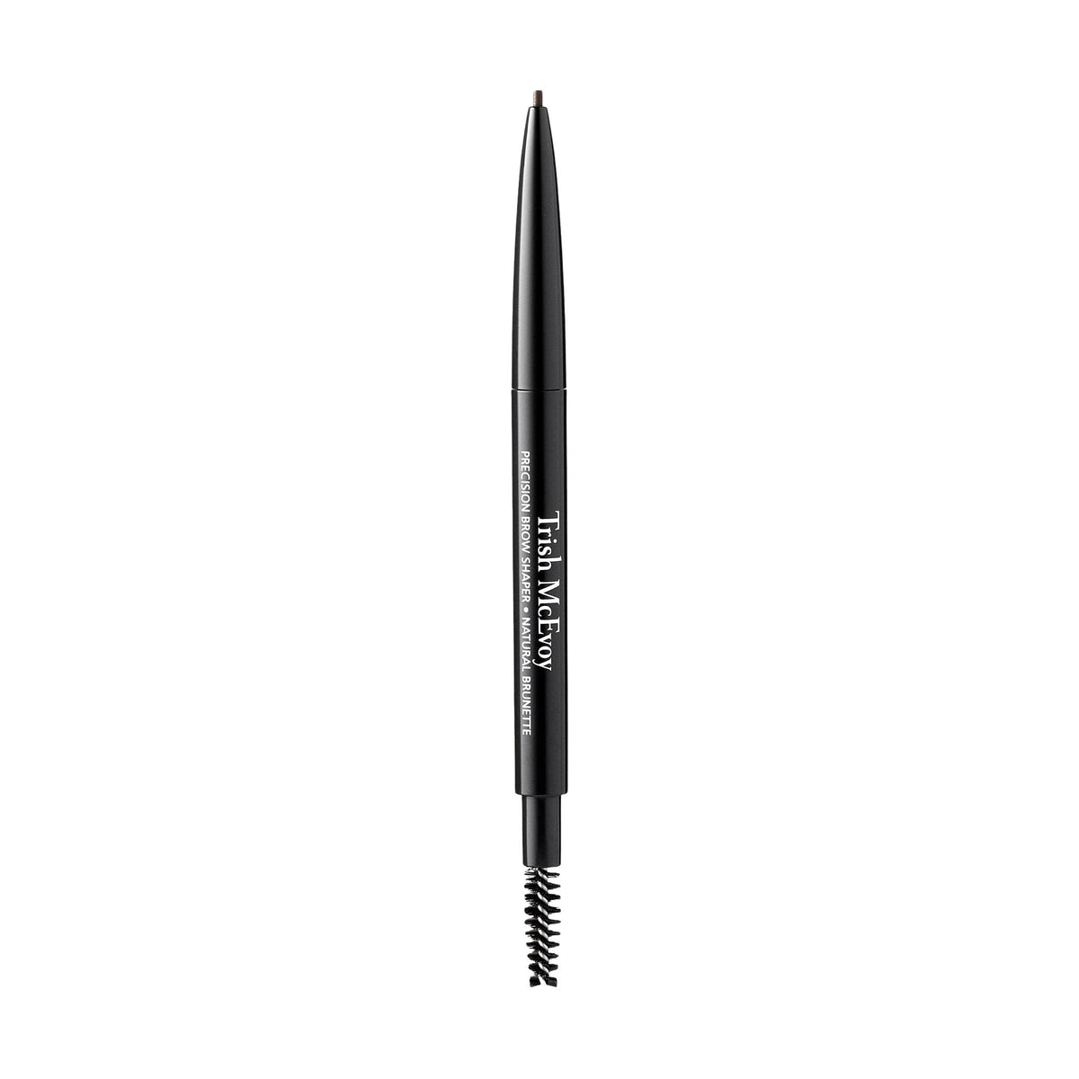 Trish McEvoy Precision Brow Shaper pencil close-up demonstrates natural-looking brows in Natural Brunette