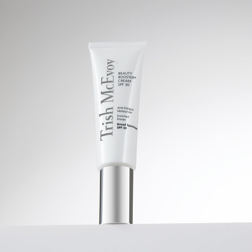 Trish McEvoy Protective Shield Cream swatch on skin shows SPF 30 glow.
