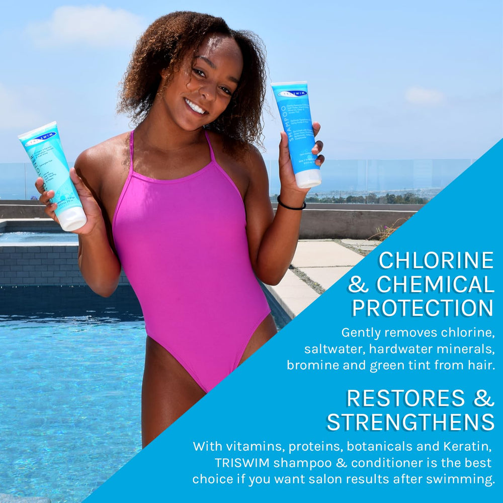 TRISWIM Body wash sample included for post-swim cleansing and refreshment.