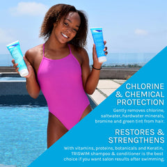 TRISWIM Body wash sample included for post-swim cleansing and refreshment.