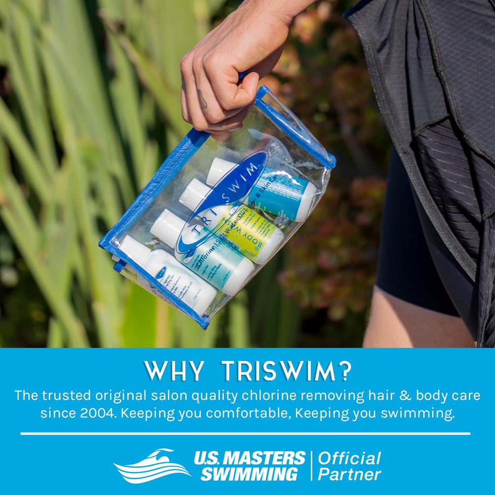 TRISWIM Chlorine-Out Lotion 2oz demonstrates skin hydration and chlorine odor reduction.