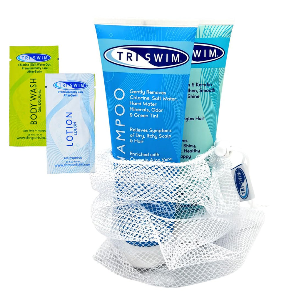 TRISWIM Chlorine Out Shampoo bottle for chlorine removal and scalp cleansing.