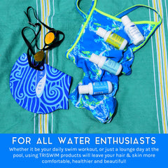 TRISWIM Conditioner 2oz bottle highlights lightweight hydration for silky, manageable hair.