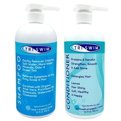 TRISWIM shampoo 32oz bottle pour for pool-cleanse and hydration.