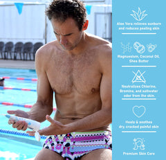 TRISWIM Swim Lotion with Aloe moisturizes skin after swimming sessions.