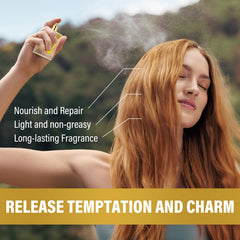 TRIXES Hair Perfume pheromone note bottle emphasizes alluring scent for social occasions.