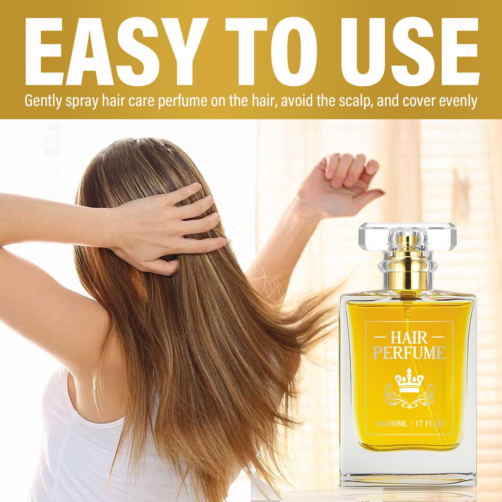 TRIXES Hair Perfume spray leaves hair with subtle shine and smoothness.