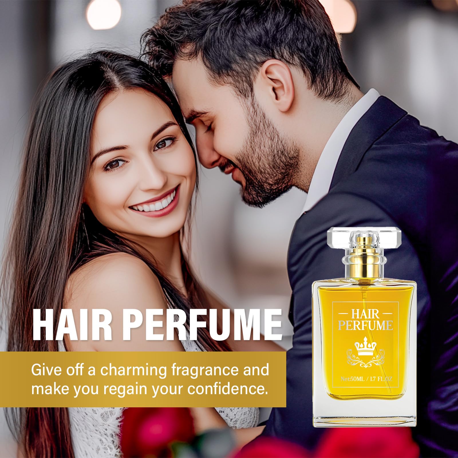 TRIXES Hair Perfume spray on hair demonstrates even distribution for lasting scent.