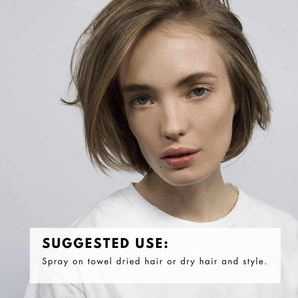 R+Co Trophy Shine Texture Spray hair-shine closeup, highlighting radiant gloss and smooth finish.