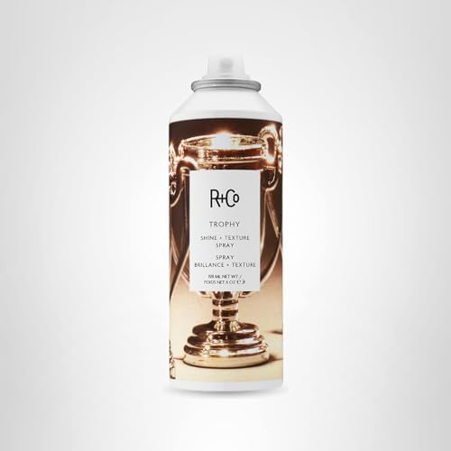 R+Co Trophy Shine Texture Spray quick-refresh shot, ideal selfie-ready hair.